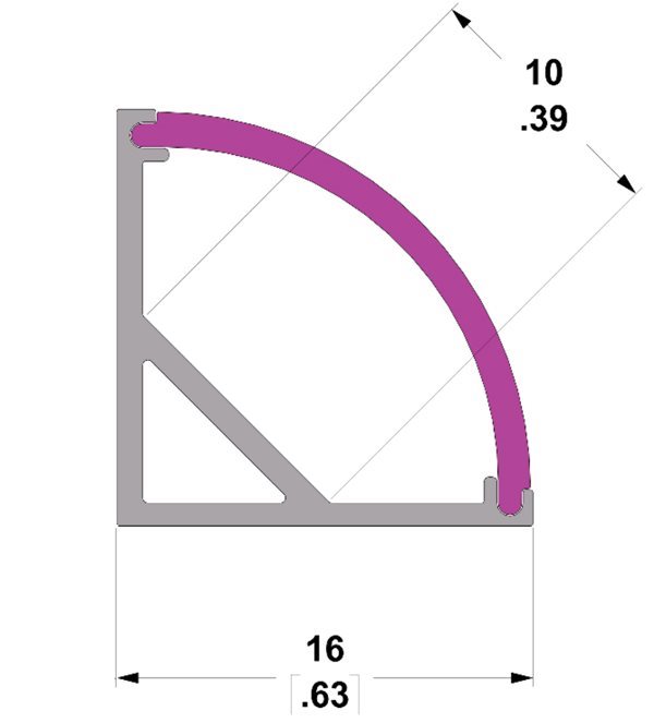 LED Corner Profile, 3m Aluminum Extrusion for 10mm Wide LED Strips - LEDal03m3