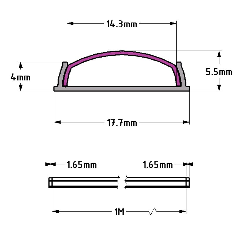 1m Kit 17.9mm Wide Bendable Profile Ledal36