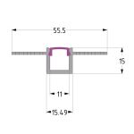 3m 15x15mm Plaster-in Profile For Straight Runs Ledal43m3