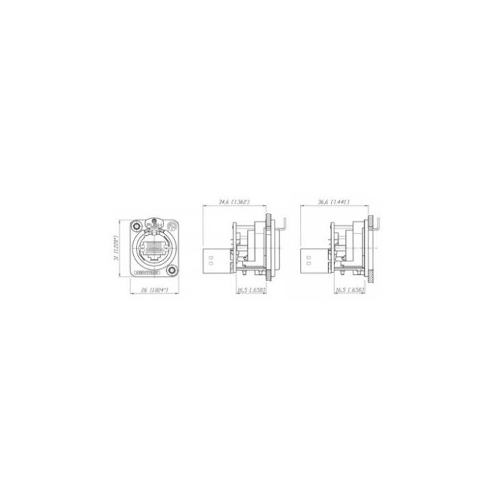 Neutrik Ethercon Chassis D Series Black Feedthrough Ne8fdp-b