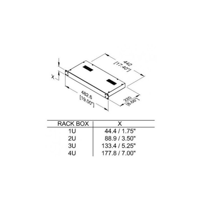 2u Rack Box 220mm/8.66" Deep Silver R2100/2us