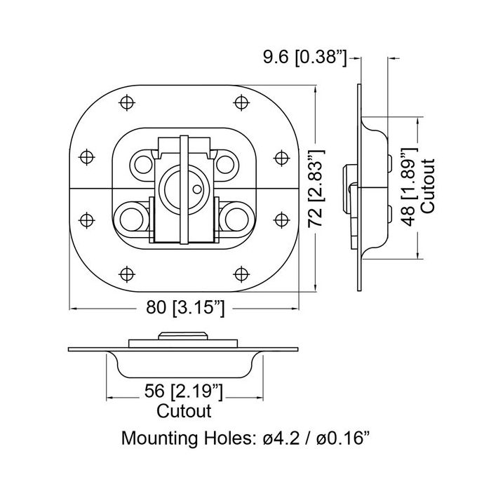 Mini Recessed Butterfly Latch – Shallow Case Fitting, 3759