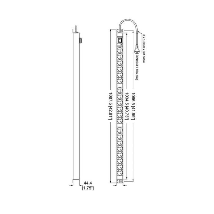 20 Way Vertical Rack Power Distribution Unit - Uk Pdu-uk-20b