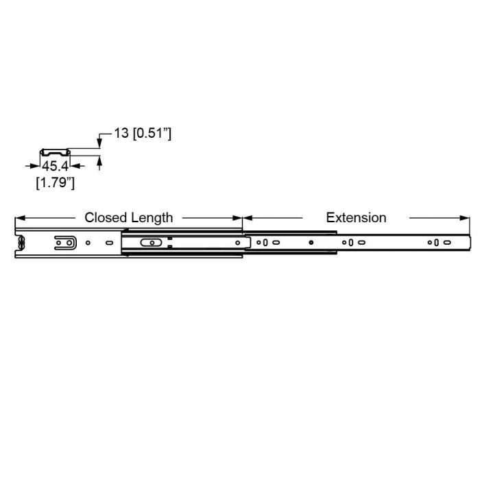 Drawer Slide Runner ,400mm 45mm Wide, Pair, R2416K