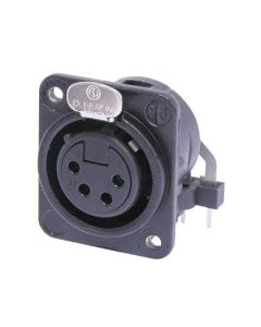 Neutrik Xlr 4 Pin Female Chassis Rear Insert Hoz Pcb Mount Black Body Nc4fdm3-h-bag