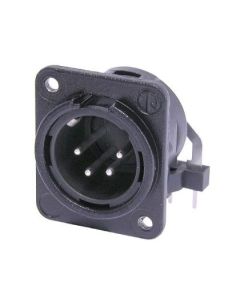 Neutrik Xlr 4 Pin Male Chassis Hoz Pcb Mount Black Body Nc4mdm3-h-bag