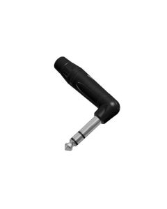 1/4" Stereo Right Angle Jack Plug Black Finish Gold Contacts Acps-tb-au