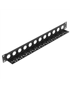 1U Rack Panel Punched for 12 x D-Series Connectors with Cable Support