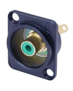 Neutrik Phono Chassis Socket Green Solder Terminals Black Shell Nf2d-b-5