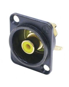 Neutrik Phono Chassis Socket Yellow Solder Terminals Black Shell Nf2d-b-4
