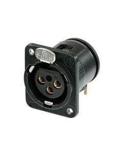 Neutrik Xlr 3 Pin Female Ch/rear Insert/horiz. Pcb Black Body Gold Pins Nc3fdm3-h-b