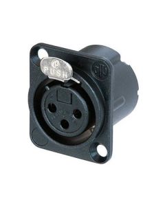 Neutrik Xlr 3 Pin Female Chassis Dlx Black Body Gold Pins Nc3fd-lx-b