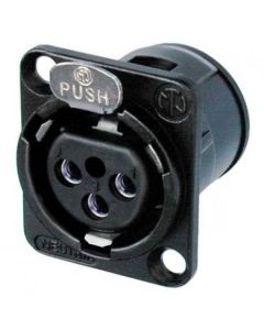 Xlr 3 Pin Female Chassis Pcb Mount Black Body Nc3fd-v-bag Neutrik