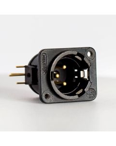 Neutrik Xlr 3 Pole Male Chassis M3 Fixing Holes Black Body Gold Pins Nc3mdm3h-b