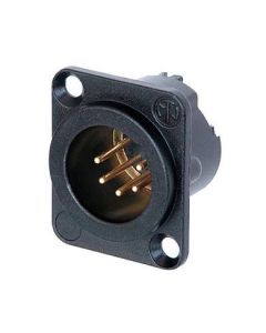 Neutrik Xlr 5 Pin Male Chassis Dlx Black Body Gold Pins Nc5md-lx-b