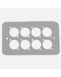 Double Gang Plate Silver Punched For 8 X Xlr Rounded Corners 84511-8rcs