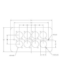 Double Gang Plate White Punched For 8 X Xlr Rounded Corners 84511-8rcw