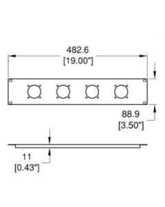 2u Rack Panel Punched For 4 X Socopax R1274