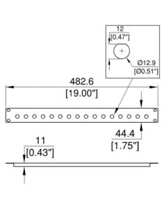 2u Rack Panel Punched For 40 X Bnc, R1280/2uk/40