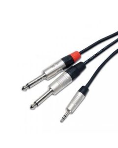 1m Y Lead Cable 3.5mm Stereo Jack To 2 X 1/4" Mono Jack Nra-031-0170-010