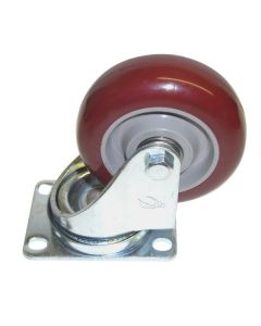 89mm / 3.5" Burgundy / Grey Polyurethane Swivel Castor 1352z210