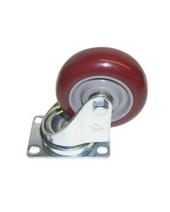 89mm / 3.5" Burgundy / Grey Polyurethane Swivel Braked Castor 1352z210tb