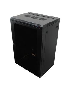 Wall Mount Rack Enclosure 18u 450mm/17.72 Inch Deep M6 Rack Rail Black Glass Door R6418-m6