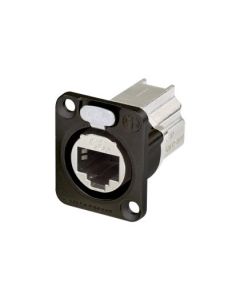 Neutrik Ethercon Chassis C6a Shielded Feedthrough Black Plating Ne8fdx-p6-b