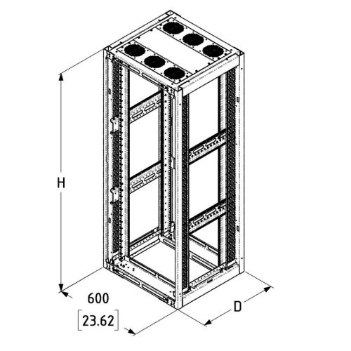 42u Open Tower Rack System M6 Rail (depth: 740mm / 29in) R4086-ot-42uk