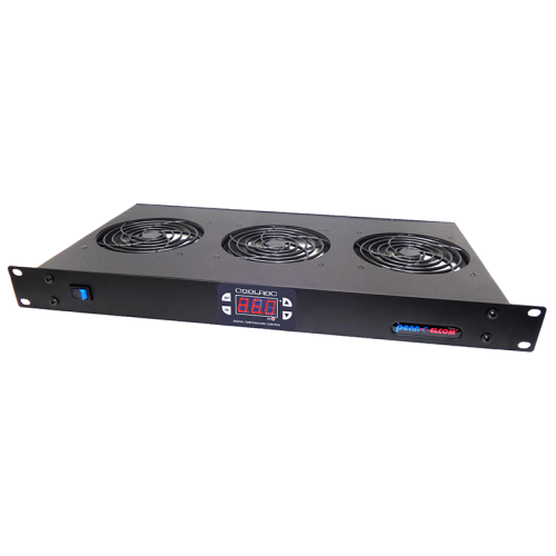1U 19-inch Rack Mount Thermostatic Quiet Fan Tray with Fahrenheit Display