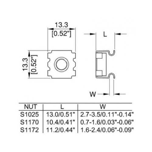 M6 Cage Nut M6 For 2.7 - 3.5mm Rack Rail S1025