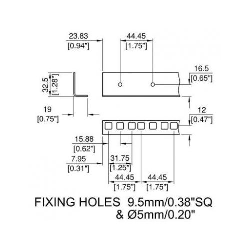 24u Full Hole Rack Strip With Square Holes 2mm/0.08" R0863/2mm-24