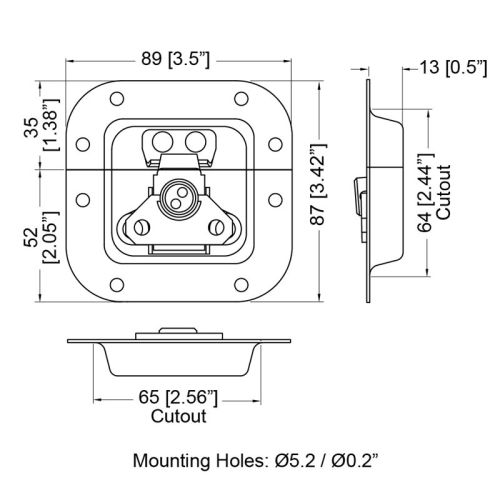 Mini Recessed Butterfly Latch L904/914k