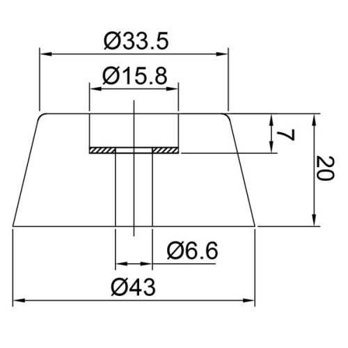 Large Rubber Foot With Steel Washer 43mm X 19.1mm F1615