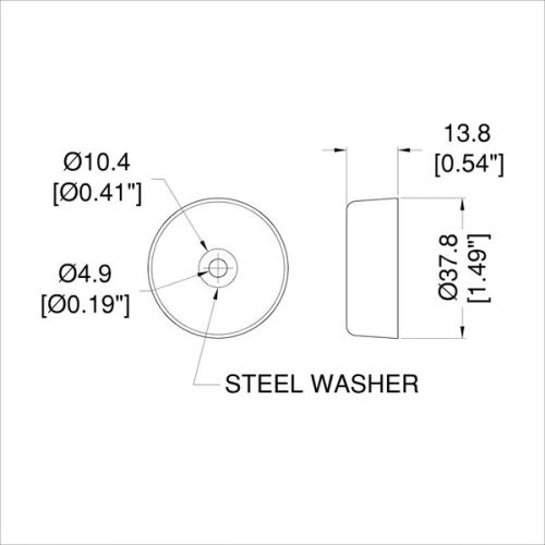 Tapered Rubber Foot With Steel Washer 37.8mm X 13.8mm, F1554