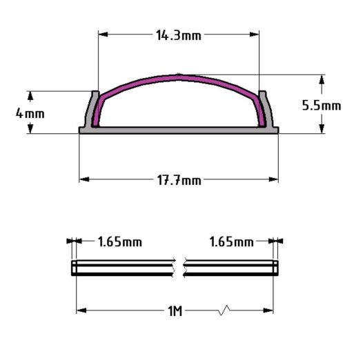 1m Kit 17.9mm Wide Bendable Profile Ledal36