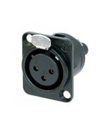 Neutrik Xlr 3 Pin Female Chassis Screw Term Black Body Gold Pins Nc3fd-s-1-b
