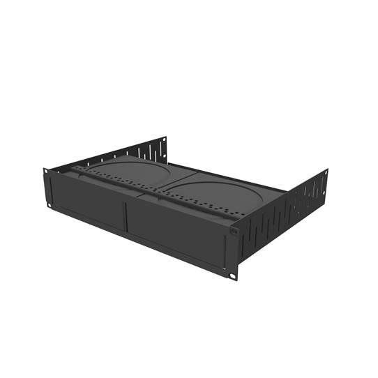 2U 19in Rack Shelf for 2x Sonos Amp – Vented Tray, Magnetic Faceplate | Penn Elcom R1498/2uk-sonamp2