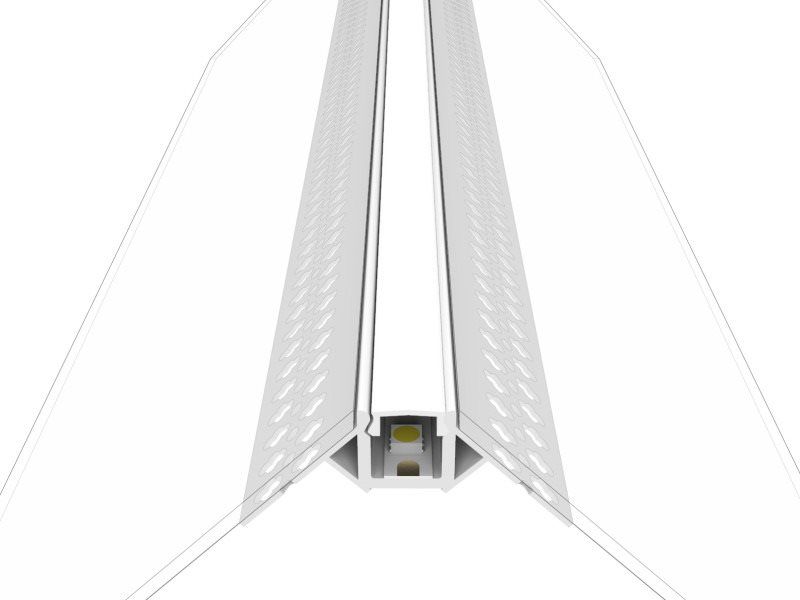 LED Profile 2m 15x15mm Plaster-in Outer Corners White Finish Ledal45m2w