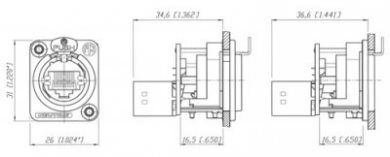 Neutrik Ethercon Chassis D Series Black Feedthrough Ne8fdp-b