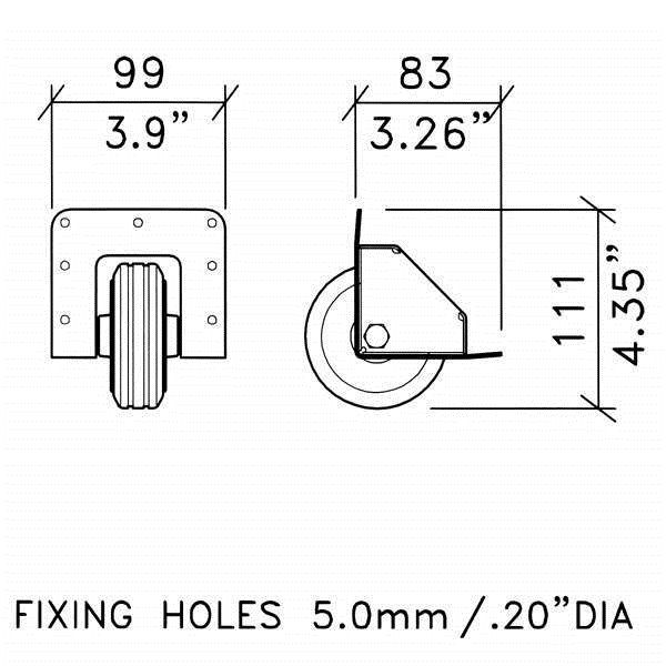 75mm / 2.95" Recessed Black Castor W2080