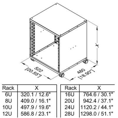 16u 19 Inch Flat Pack Rack Cabinet 480mm/18.9" Deep R8400-16
