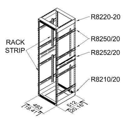 Top Unit For 510mm / 20" Deep Rack Frame With 8u Rack Space R8220/20