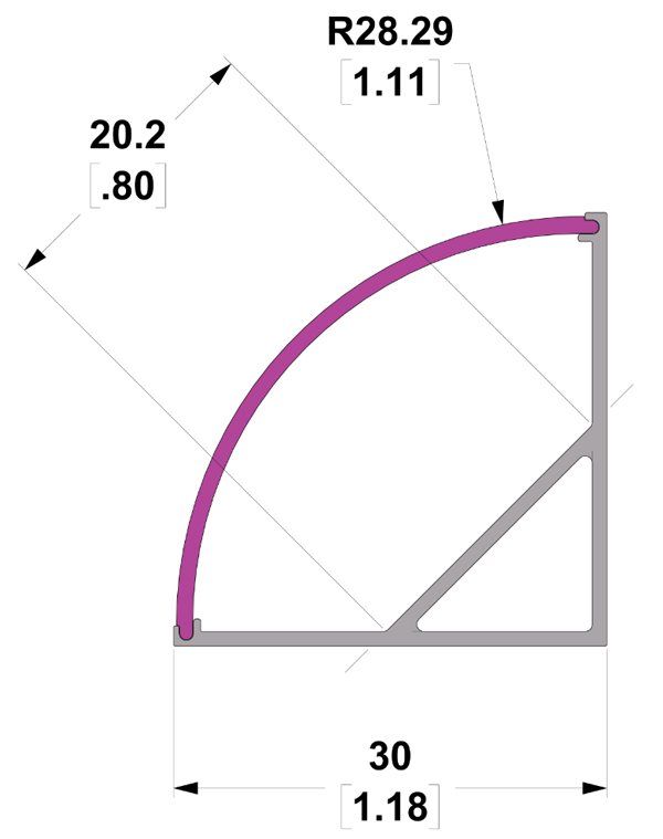 2m Kit 20.2mm Wide Corner Aluminium Profile Ledal23m2