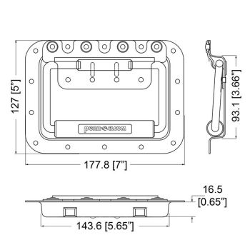 Large Recessed Dish Flight Case Handle H7165z