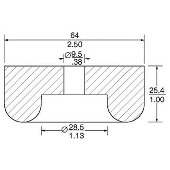 64mm/2 1/2" x 25.4mm/1" Heavy Duty Rubber Foot 9106