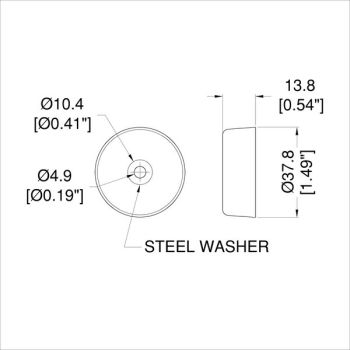 Tapered Rubber Foot With Steel Washer 37.8mm X 13.8mm, F1554