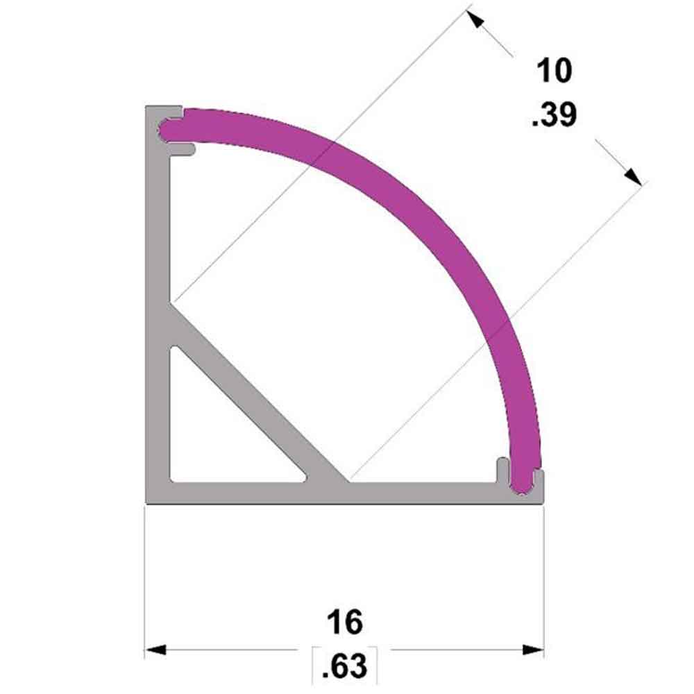 LED Corner Profile, 3m Aluminum Extrusion for 10mm Wide LED Strips - LEDal03m3