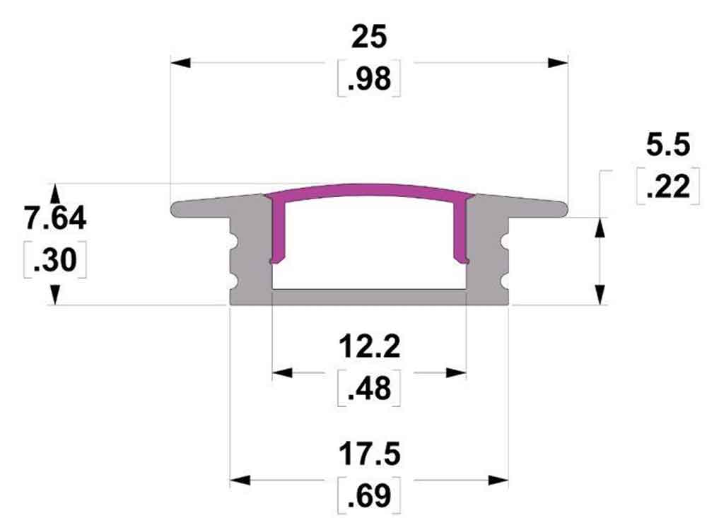 3000mm Long Recessed Aluminium Extrusion